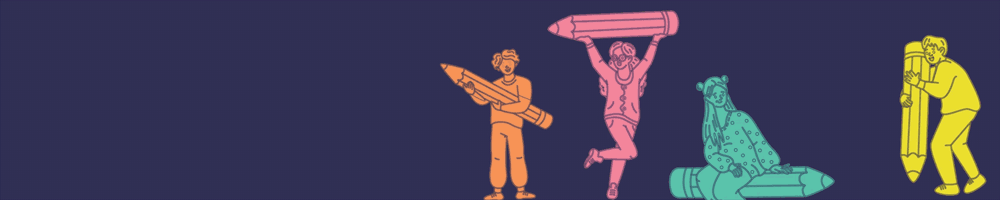 Illustration of people holding pencils GIF