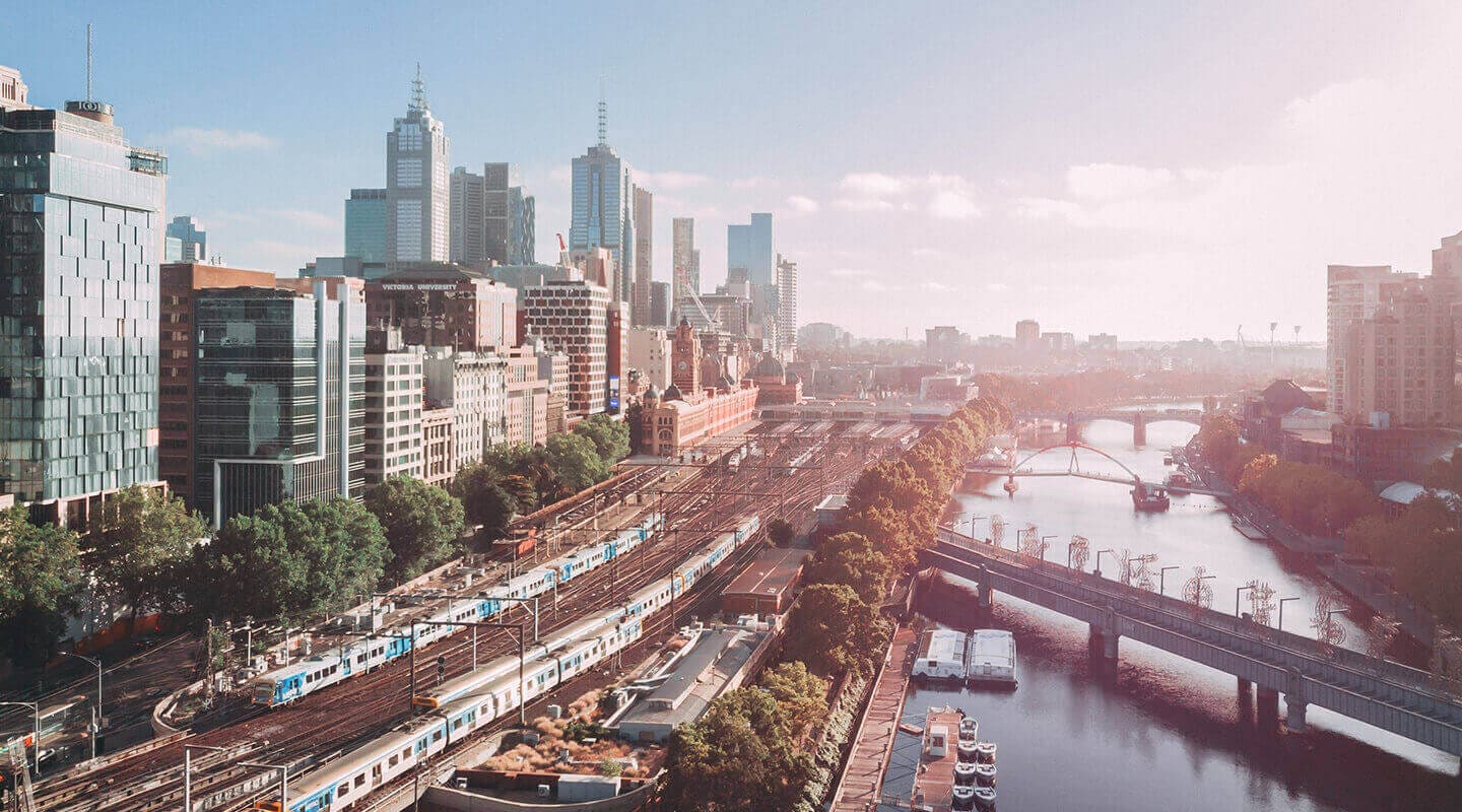 Melbourne city skyline and Yarra river