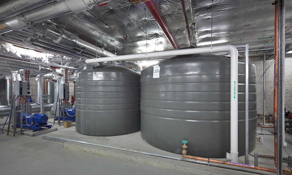 Water tanks in the basement of Building 80