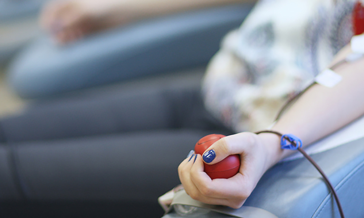 A person donating blood