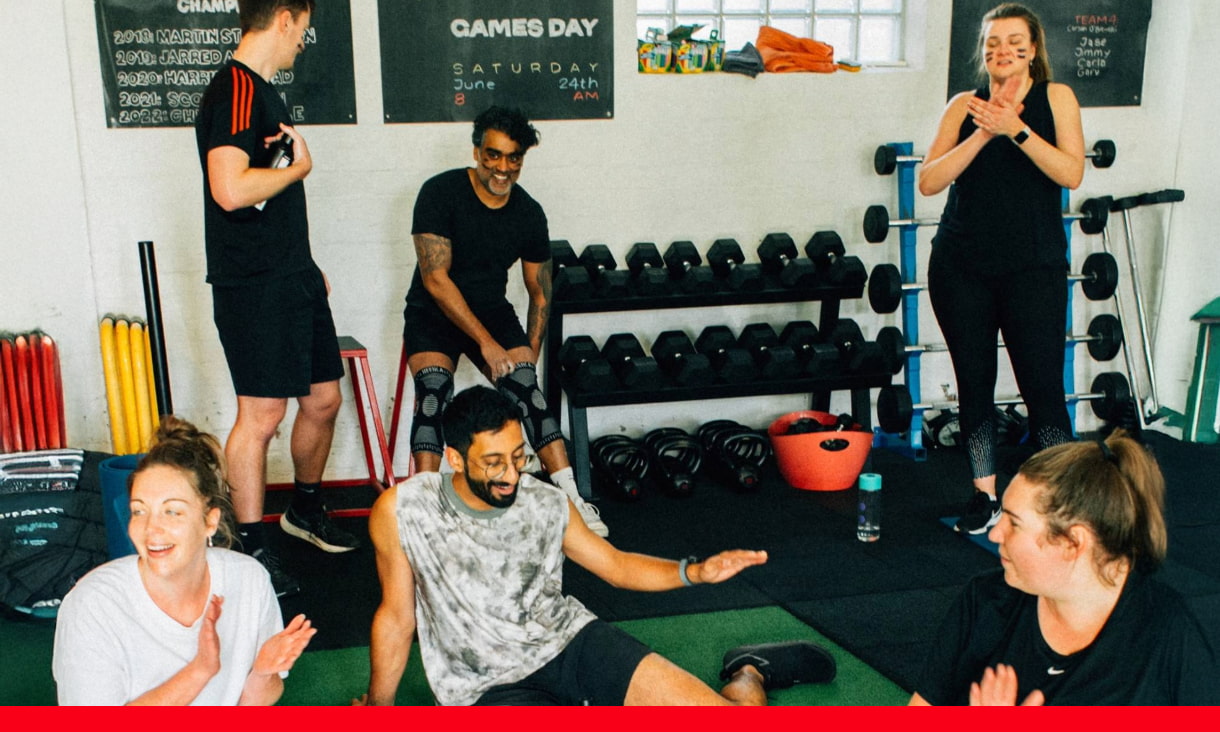 Interior of grouse studio, with members resting after a session