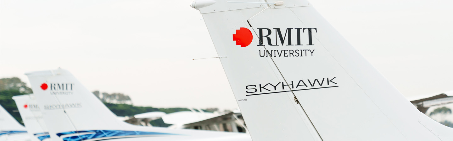 image of plane tail with RMIT logo