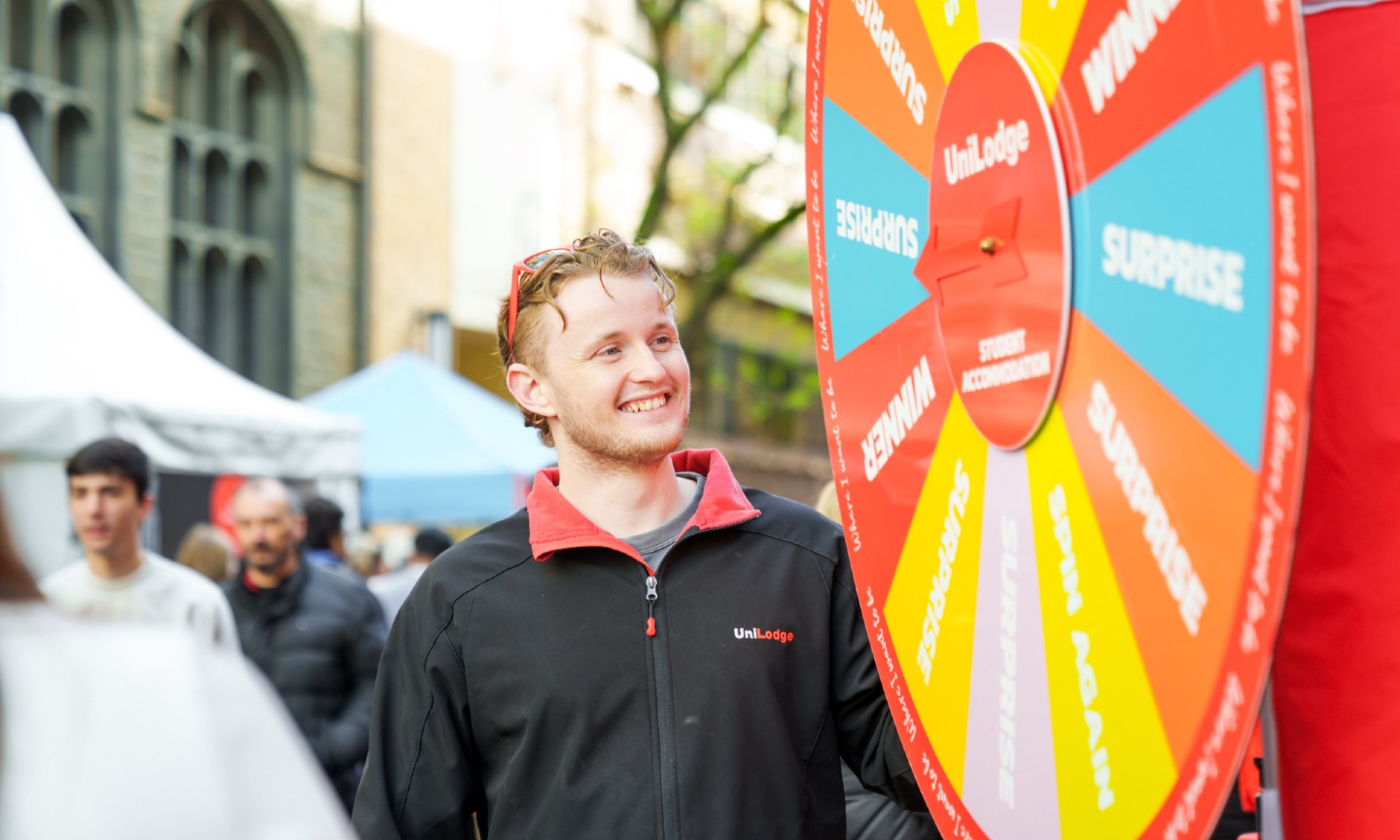 A prize wheel at the RMIT Open Day on the City campus