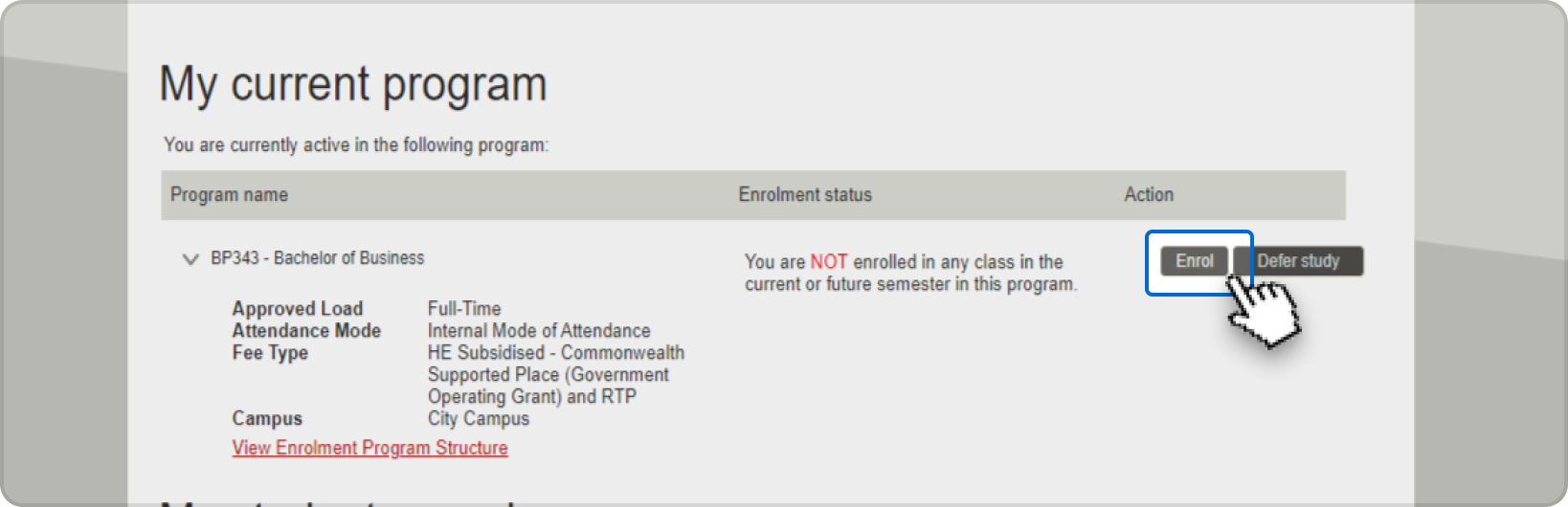 EOL screenshot for HE enrolment guide