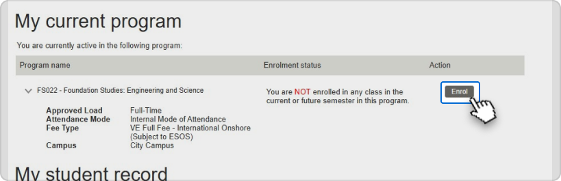 Screenshot for FS enrolment guide