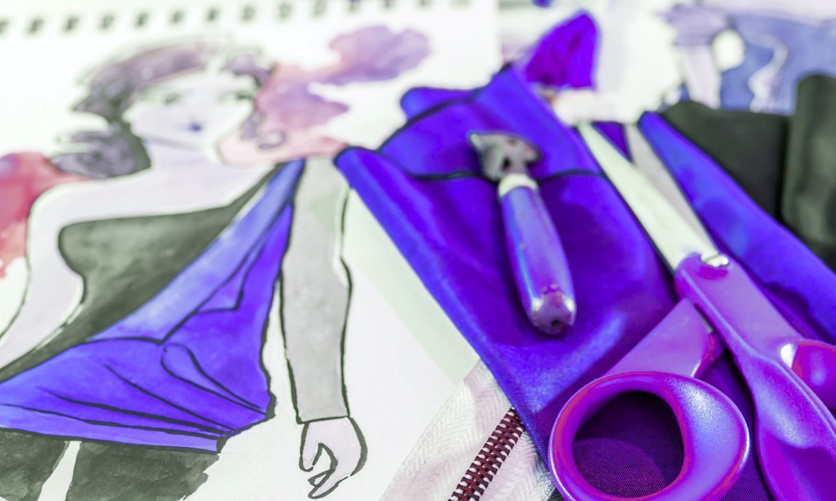 purple art and purple art tools close up