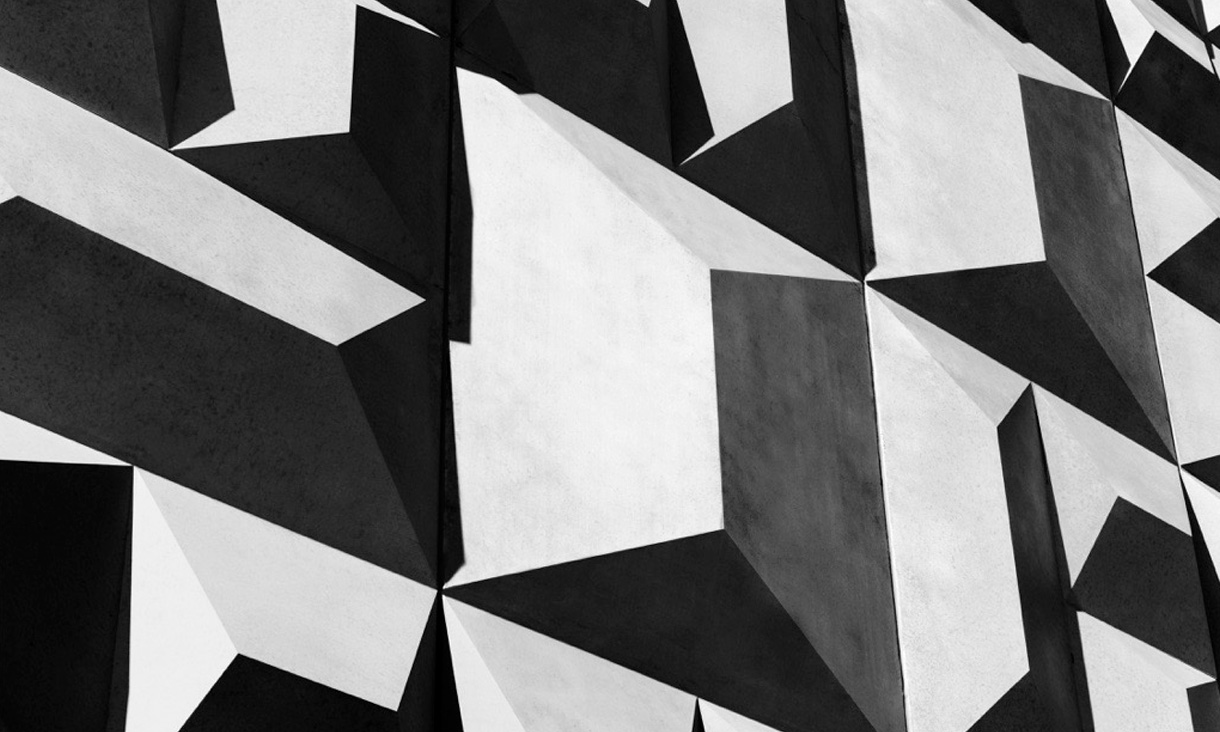 Photo of black and white abstract shapes.