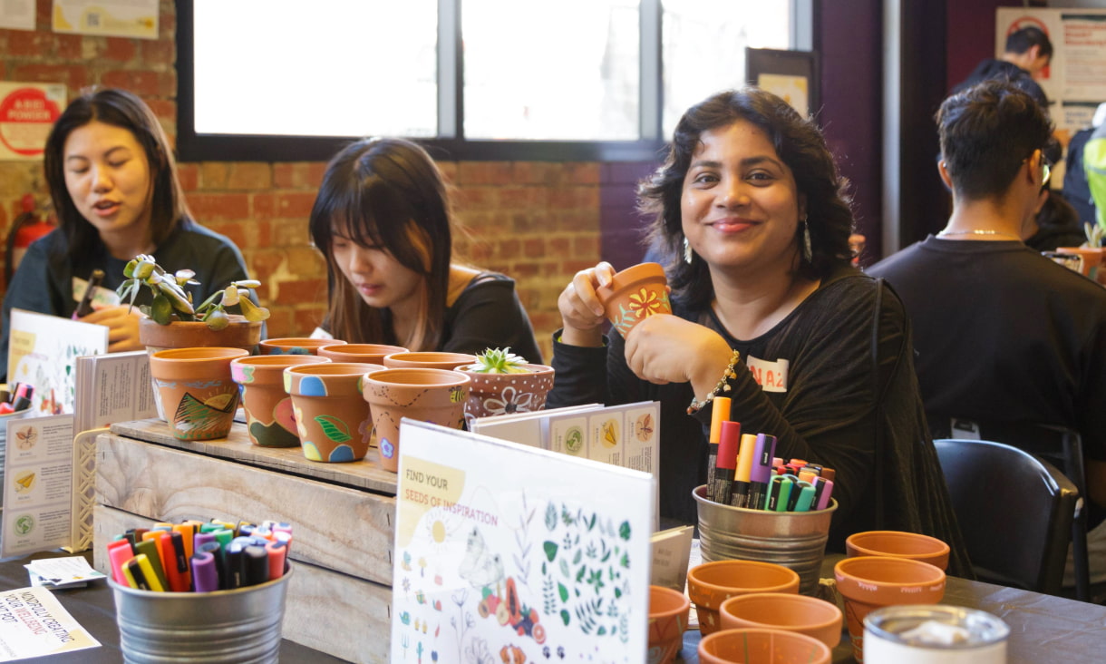 RMIT international student doing an arts and crafts activity