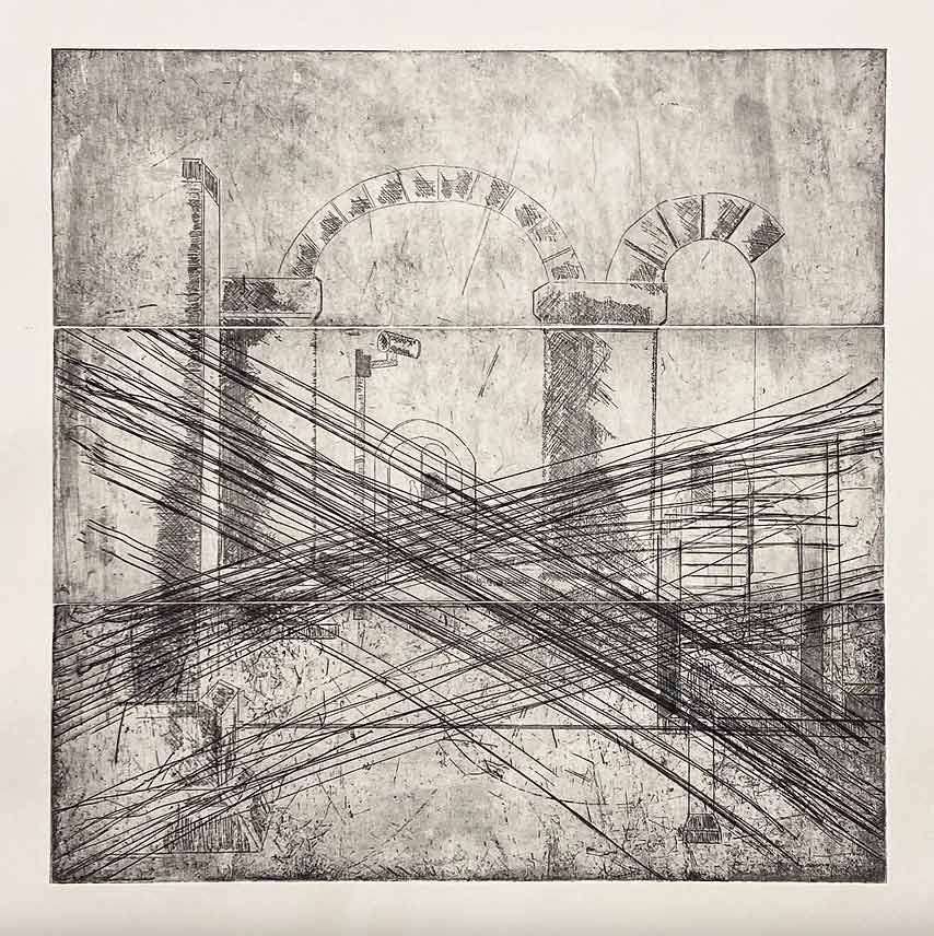 Brendan Cooper (ft. Justas Pipinis)_ES1 (QB) State III (2024), Copper etching on Hahnemühle 350 gsm, 40 x 40