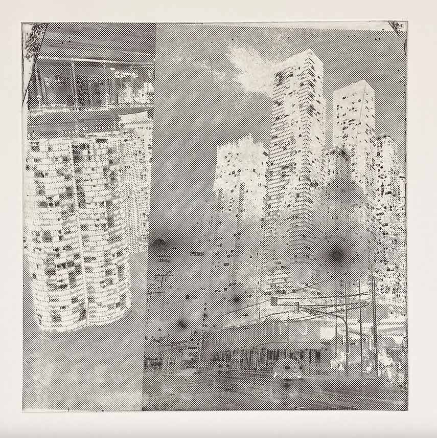 Justas Pipinis_ES2 (QVM) State I (2024),  Copper etching on Hahnemühle 350 gsm, 40 x 40