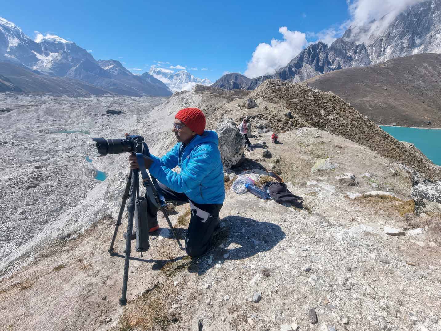 Photographing the Ngozumpa Glacier