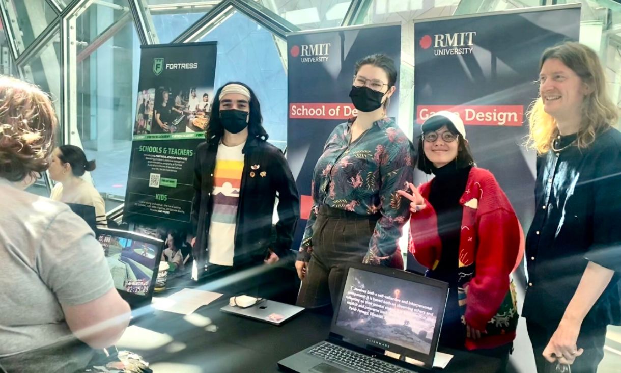 RMIT booth at the Games Education Symposium.