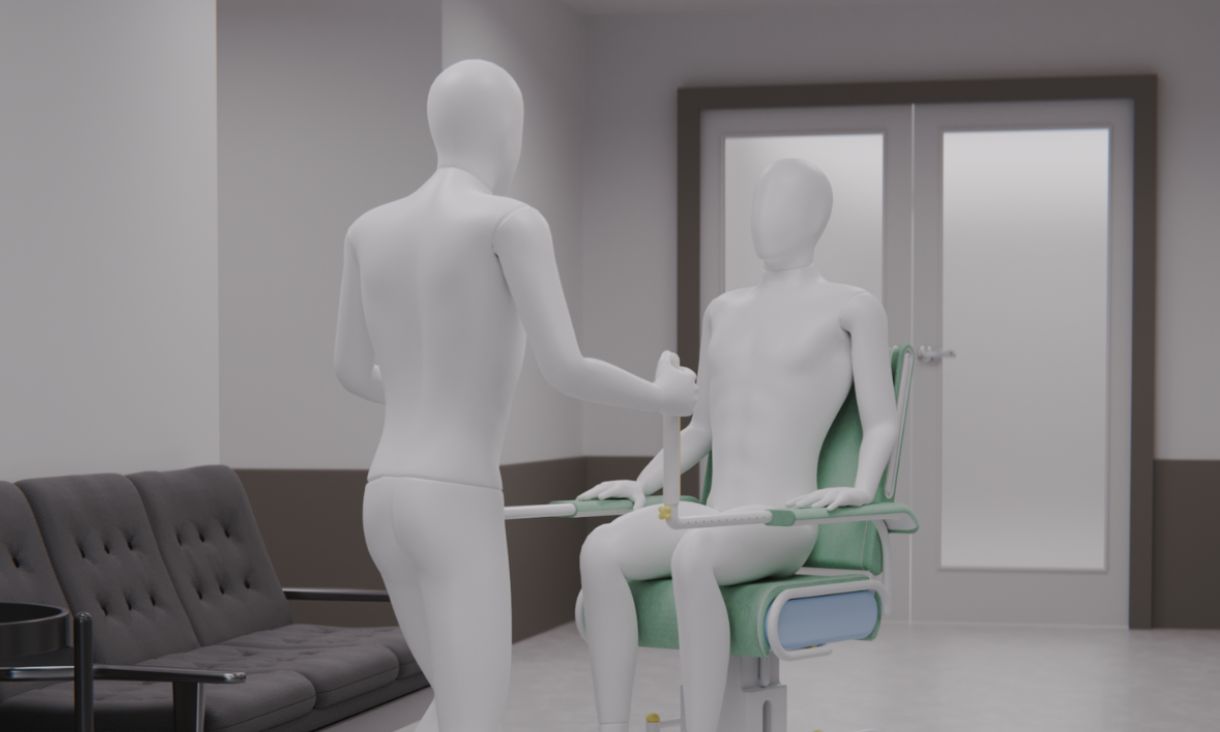 Rendering of PIVOT hospital chair.