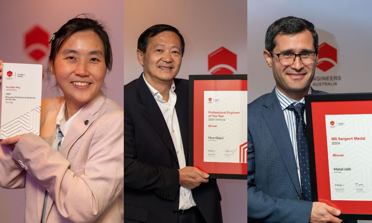 Side-by-side images of each award winner holding certificate and smiling at camera.