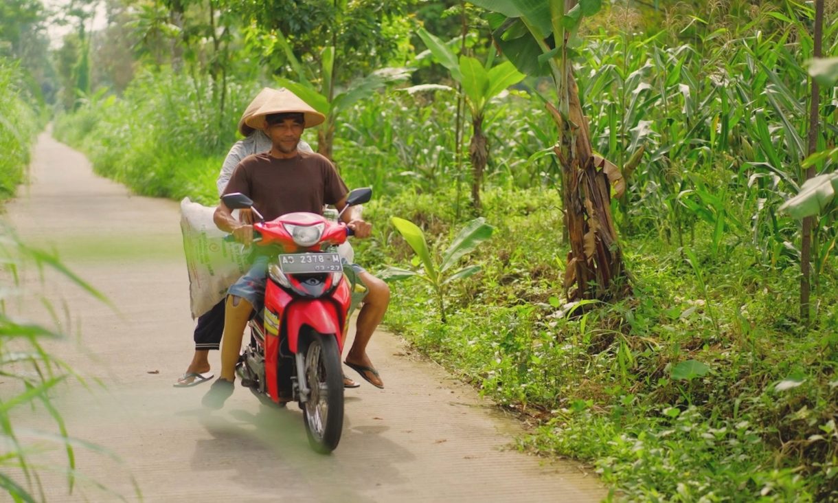 Photo of Indonesian farmer on motorbike