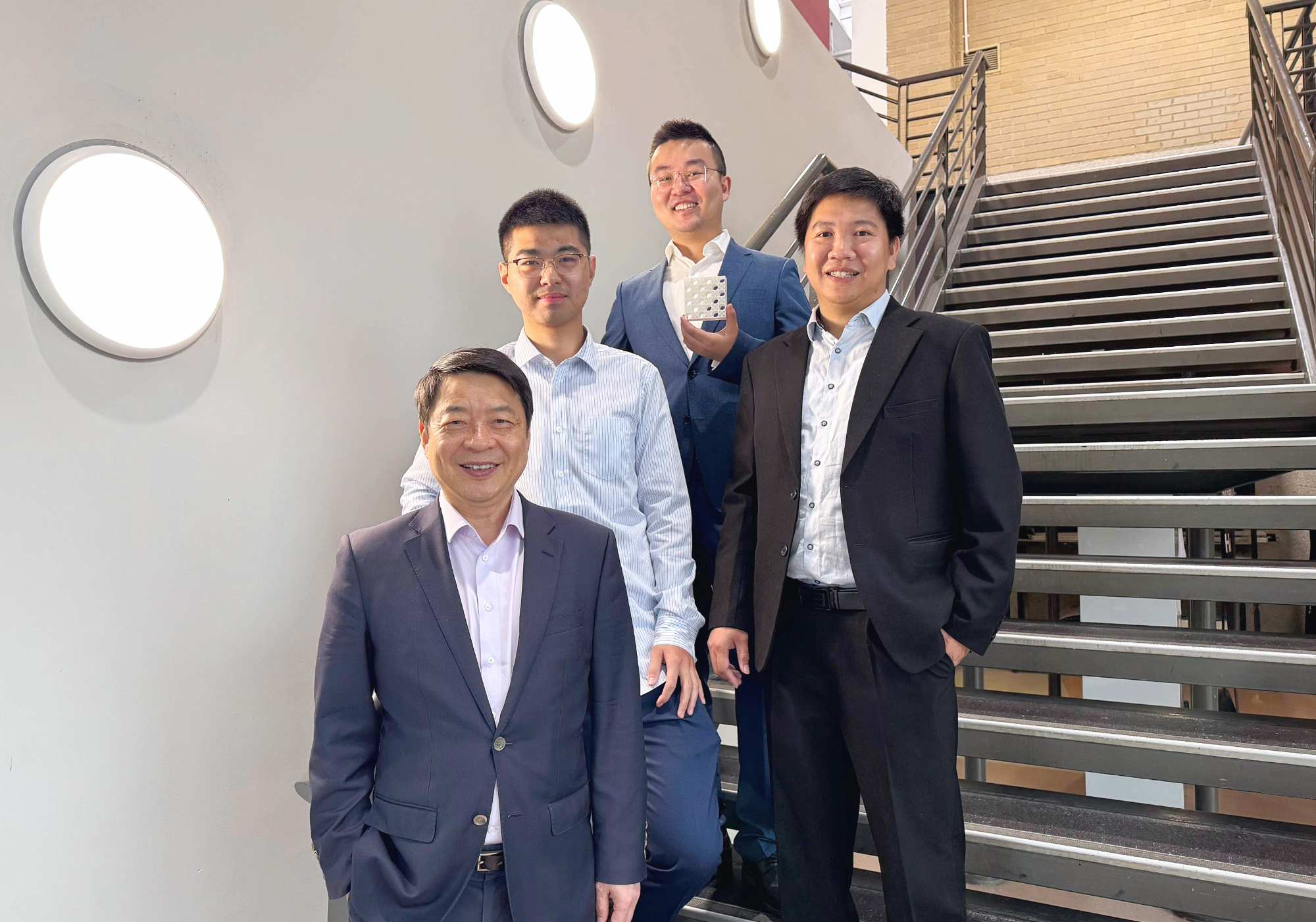 The Centre for Innovative Structures and Materials team behind the study. From left: Honorary Professor Mike Xie, Dr Hongru Zhang, Dr Jiaming Ma, Dr Ngoc San Ha.